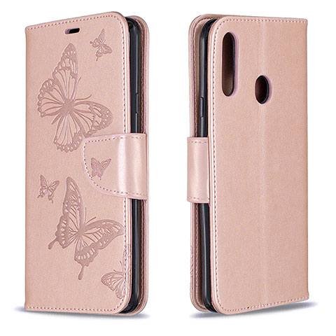 Custodia Portafoglio In Pelle Farfalla Cover con Supporto B01F per Samsung Galaxy A20s Oro Rosa