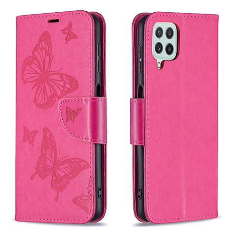 Custodia Portafoglio In Pelle Farfalla Cover con Supporto B01F per Samsung Galaxy A22 4G Rosa Caldo