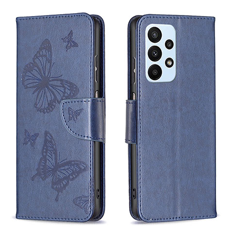 Custodia Portafoglio In Pelle Farfalla Cover con Supporto B01F per Samsung Galaxy A23 4G Blu