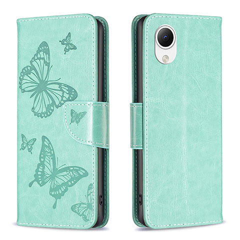 Custodia Portafoglio In Pelle Farfalla Cover con Supporto B01F per Samsung Galaxy A23 5G SC-56C Verde