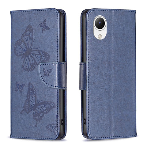 Custodia Portafoglio In Pelle Farfalla Cover con Supporto B01F per Samsung Galaxy A23s Blu