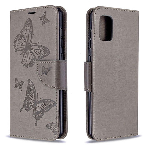 Custodia Portafoglio In Pelle Farfalla Cover con Supporto B01F per Samsung Galaxy A31 Grigio