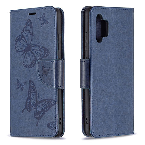 Custodia Portafoglio In Pelle Farfalla Cover con Supporto B01F per Samsung Galaxy A32 4G Blu