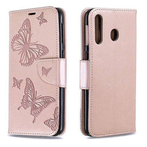 Custodia Portafoglio In Pelle Farfalla Cover con Supporto B01F per Samsung Galaxy A40s Oro Rosa