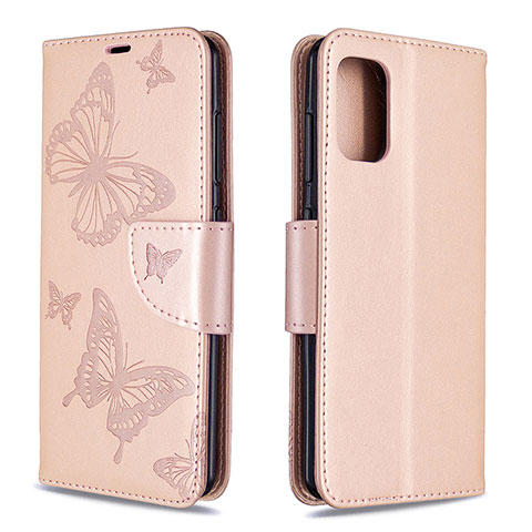 Custodia Portafoglio In Pelle Farfalla Cover con Supporto B01F per Samsung Galaxy A41 Oro Rosa