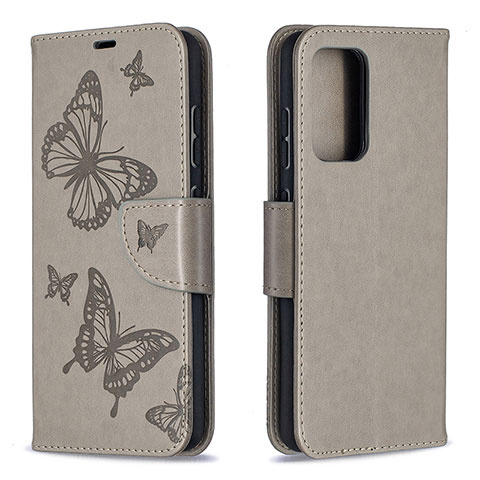 Custodia Portafoglio In Pelle Farfalla Cover con Supporto B01F per Samsung Galaxy A52 4G Grigio