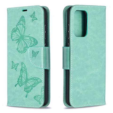 Custodia Portafoglio In Pelle Farfalla Cover con Supporto B01F per Samsung Galaxy A52 4G Verde