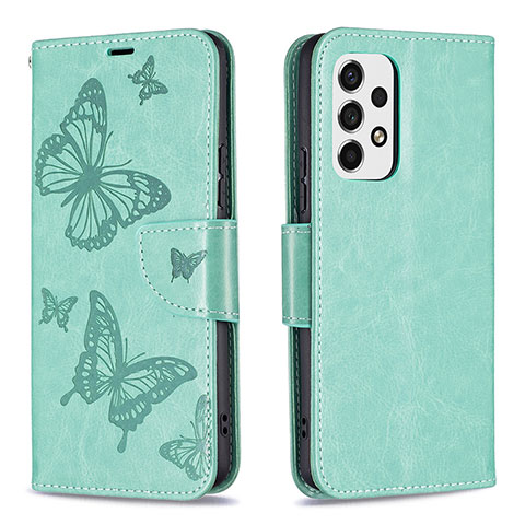 Custodia Portafoglio In Pelle Farfalla Cover con Supporto B01F per Samsung Galaxy A53 5G Verde