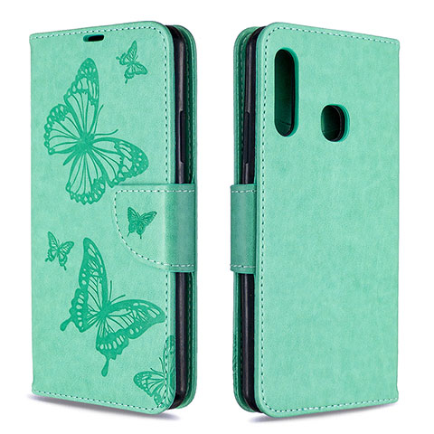 Custodia Portafoglio In Pelle Farfalla Cover con Supporto B01F per Samsung Galaxy A70E Verde