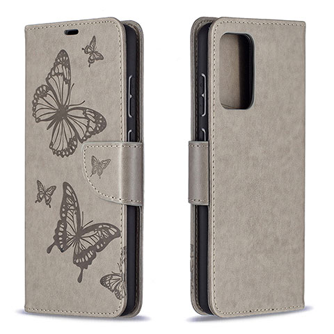 Custodia Portafoglio In Pelle Farfalla Cover con Supporto B01F per Samsung Galaxy A72 4G Grigio