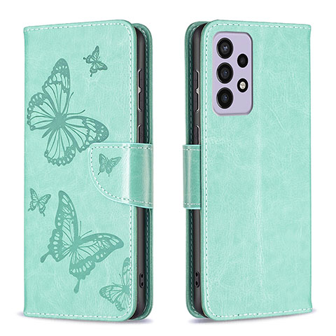 Custodia Portafoglio In Pelle Farfalla Cover con Supporto B01F per Samsung Galaxy A73 5G Verde