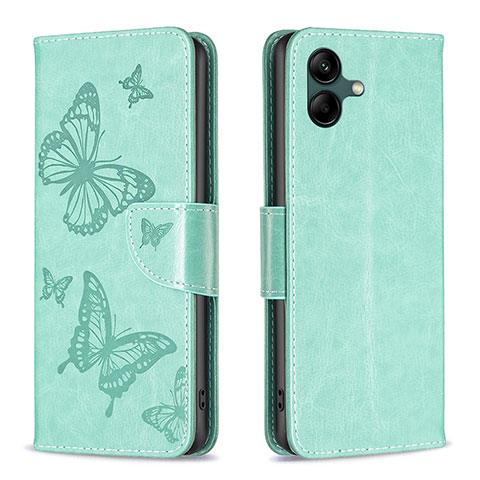 Custodia Portafoglio In Pelle Farfalla Cover con Supporto B01F per Samsung Galaxy F04 Verde