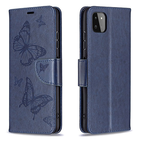 Custodia Portafoglio In Pelle Farfalla Cover con Supporto B01F per Samsung Galaxy F42 5G Blu