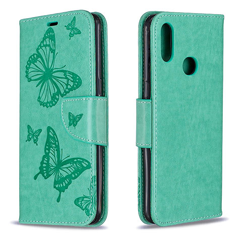 Custodia Portafoglio In Pelle Farfalla Cover con Supporto B01F per Samsung Galaxy M01s Verde