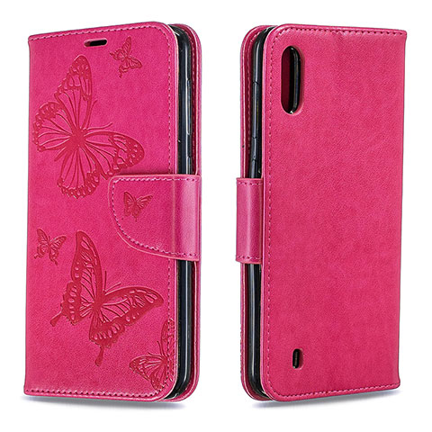 Custodia Portafoglio In Pelle Farfalla Cover con Supporto B01F per Samsung Galaxy M10 Rosa Caldo