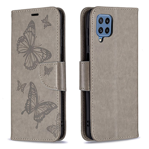 Custodia Portafoglio In Pelle Farfalla Cover con Supporto B01F per Samsung Galaxy M32 4G Grigio