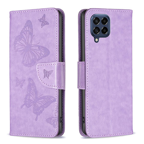 Custodia Portafoglio In Pelle Farfalla Cover con Supporto B01F per Samsung Galaxy M53 5G Lavanda