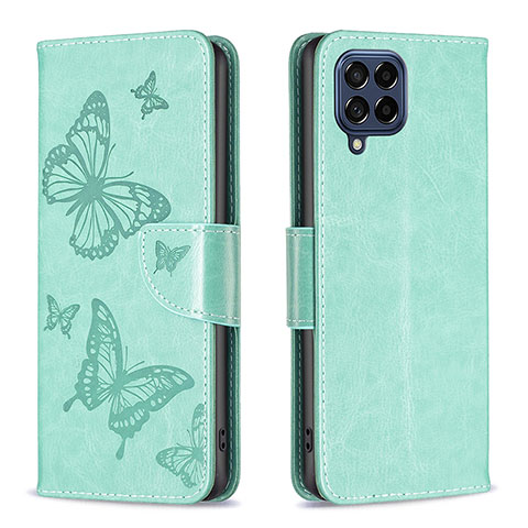 Custodia Portafoglio In Pelle Farfalla Cover con Supporto B01F per Samsung Galaxy M53 5G Verde