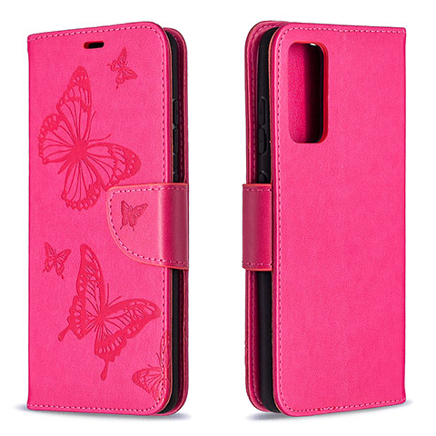 Custodia Portafoglio In Pelle Farfalla Cover con Supporto B01F per Samsung Galaxy S20 FE (2022) 5G Rosa Caldo