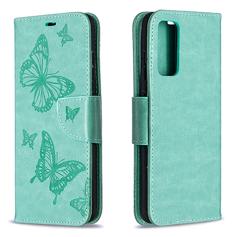 Custodia Portafoglio In Pelle Farfalla Cover con Supporto B01F per Samsung Galaxy S20 FE 4G Verde