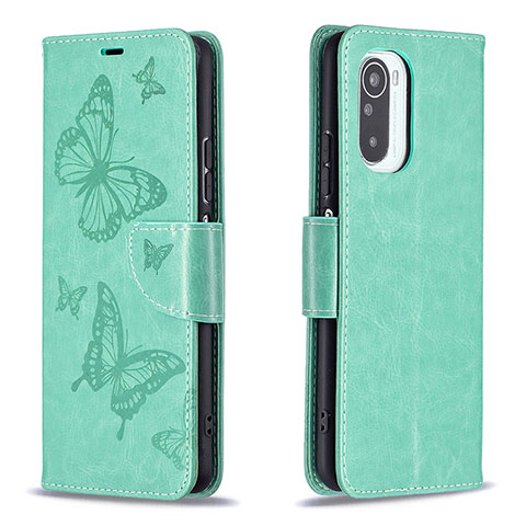 Custodia Portafoglio In Pelle Farfalla Cover con Supporto B01F per Xiaomi Mi 11i 5G Verde