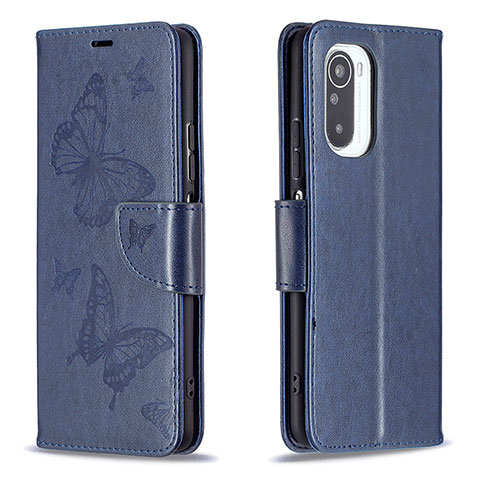 Custodia Portafoglio In Pelle Farfalla Cover con Supporto B01F per Xiaomi Mi 11X Pro 5G Blu