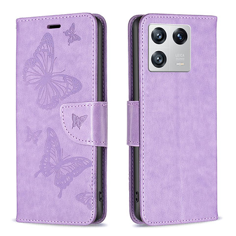 Custodia Portafoglio In Pelle Farfalla Cover con Supporto B01F per Xiaomi Mi 13 5G Lavanda