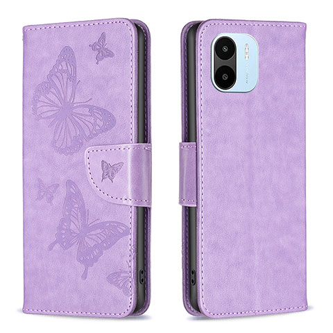 Custodia Portafoglio In Pelle Farfalla Cover con Supporto B01F per Xiaomi Poco C51 Lavanda