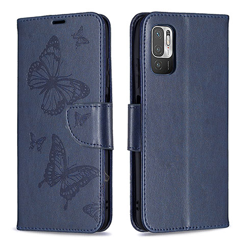 Custodia Portafoglio In Pelle Farfalla Cover con Supporto B01F per Xiaomi POCO M3 Pro 5G Blu