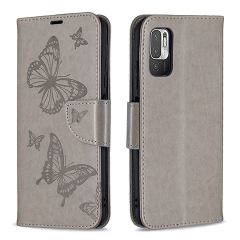 Custodia Portafoglio In Pelle Farfalla Cover con Supporto B01F per Xiaomi POCO M3 Pro 5G Grigio