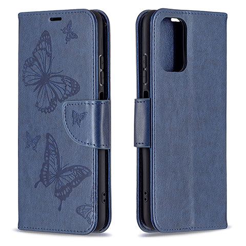 Custodia Portafoglio In Pelle Farfalla Cover con Supporto B01F per Xiaomi Poco M5S Blu