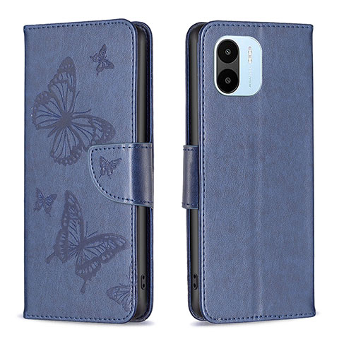 Custodia Portafoglio In Pelle Farfalla Cover con Supporto B01F per Xiaomi Redmi A2 Blu