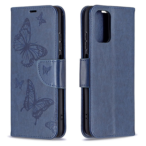 Custodia Portafoglio In Pelle Farfalla Cover con Supporto B01F per Xiaomi Redmi Note 10 4G Blu