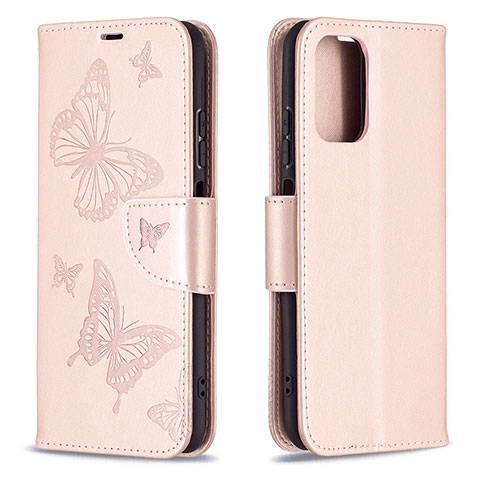 Custodia Portafoglio In Pelle Farfalla Cover con Supporto B01F per Xiaomi Redmi Note 10 4G Oro Rosa