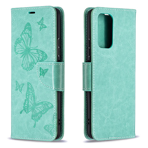 Custodia Portafoglio In Pelle Farfalla Cover con Supporto B01F per Xiaomi Redmi Note 10 Pro 4G Verde