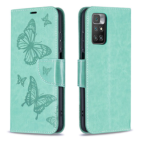 Custodia Portafoglio In Pelle Farfalla Cover con Supporto B01F per Xiaomi Redmi Note 11 4G (2021) Verde