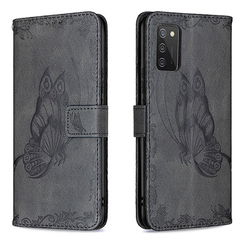 Custodia Portafoglio In Pelle Farfalla Cover con Supporto B02F per Samsung Galaxy A03s Nero