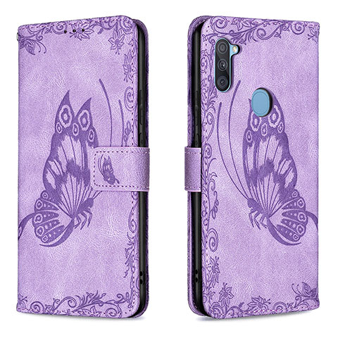 Custodia Portafoglio In Pelle Farfalla Cover con Supporto B02F per Samsung Galaxy A11 Lavanda