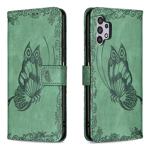 Custodia Portafoglio In Pelle Farfalla Cover con Supporto B02F per Samsung Galaxy A32 5G Verde