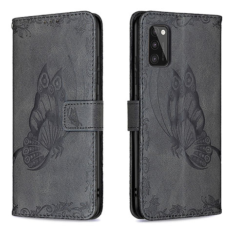 Custodia Portafoglio In Pelle Farfalla Cover con Supporto B02F per Samsung Galaxy A41 Nero