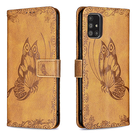 Custodia Portafoglio In Pelle Farfalla Cover con Supporto B02F per Samsung Galaxy A71 4G A715 Marrone