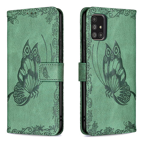 Custodia Portafoglio In Pelle Farfalla Cover con Supporto B02F per Samsung Galaxy A71 4G A715 Verde