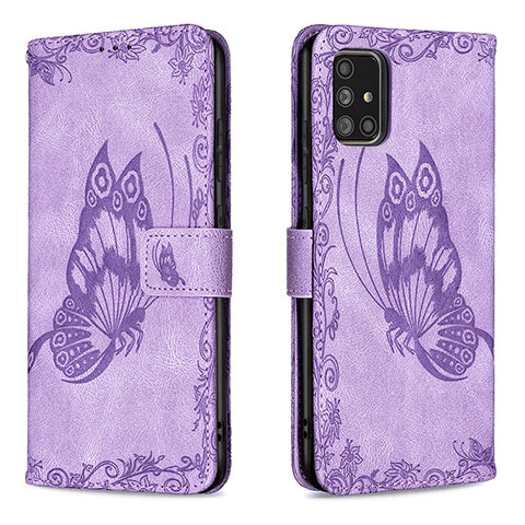 Custodia Portafoglio In Pelle Farfalla Cover con Supporto B02F per Samsung Galaxy A71 5G Lavanda