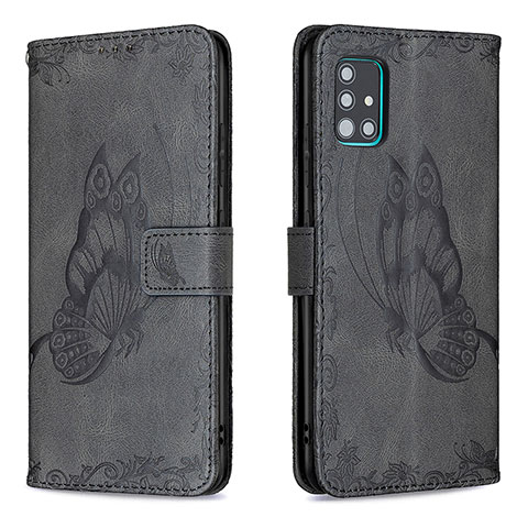 Custodia Portafoglio In Pelle Farfalla Cover con Supporto B02F per Samsung Galaxy M40S Nero