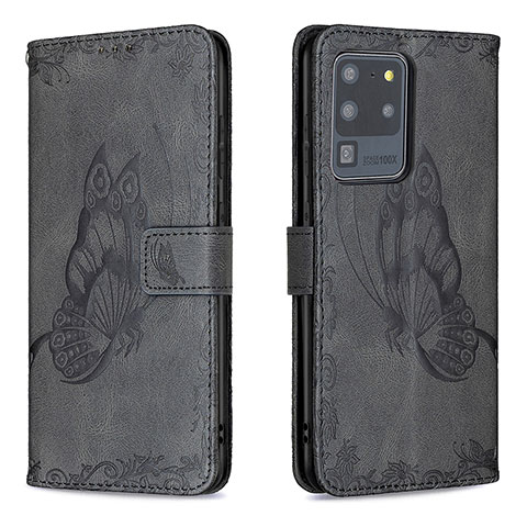 Custodia Portafoglio In Pelle Farfalla Cover con Supporto B02F per Samsung Galaxy S20 Ultra 5G Nero