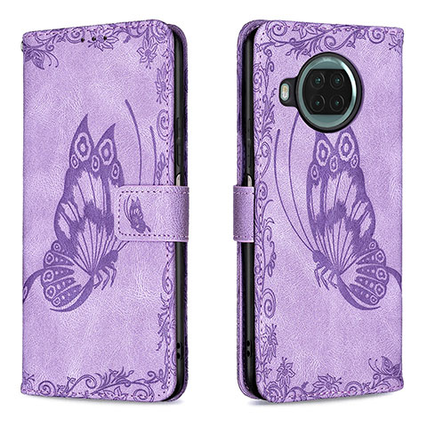 Custodia Portafoglio In Pelle Farfalla Cover con Supporto B02F per Xiaomi Mi 10i 5G Lavanda