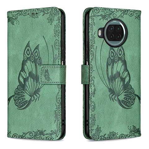 Custodia Portafoglio In Pelle Farfalla Cover con Supporto B02F per Xiaomi Mi 10T Lite 5G Verde