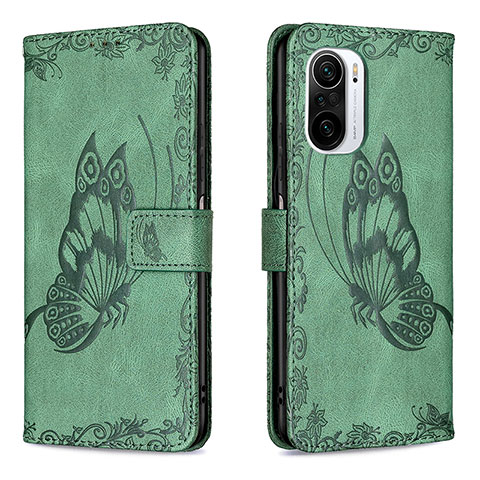 Custodia Portafoglio In Pelle Farfalla Cover con Supporto B02F per Xiaomi Mi 11X 5G Verde