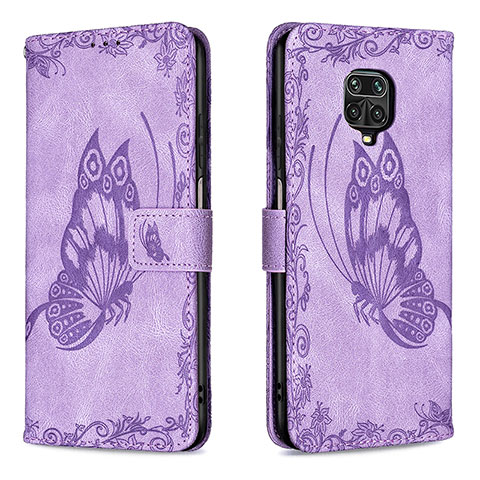 Custodia Portafoglio In Pelle Farfalla Cover con Supporto B02F per Xiaomi Poco M2 Pro Lavanda