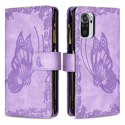 Custodia Portafoglio In Pelle Farfalla Cover con Supporto B02F per Xiaomi Poco M5S Lavanda